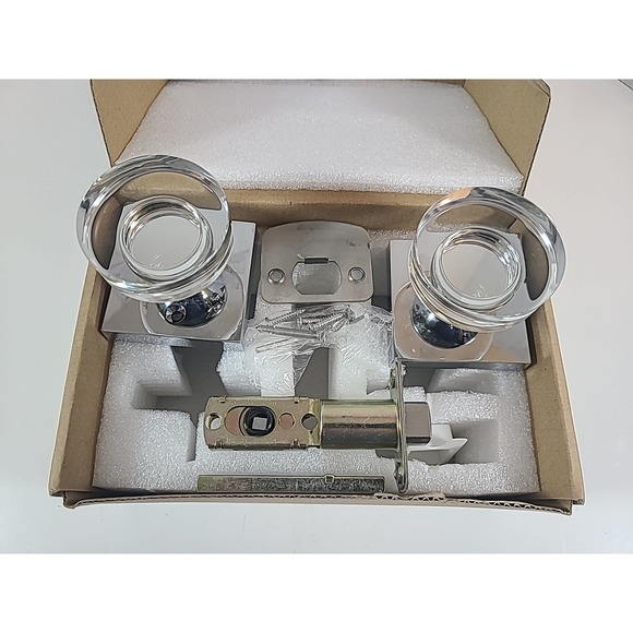 New In Box Glass Interior Door Knob Set - Picture 2 of 4